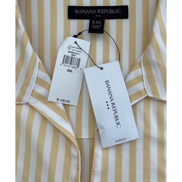 NWT Banana Republic Womens XXL Dress Yellow White Striped Cotton Coastal Preppy - Picture 2 of 7